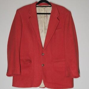 Vintage 60s W Cromwell Blazer Jacket Mens 48R XL Red 100% Pure Camel Hair Preppy